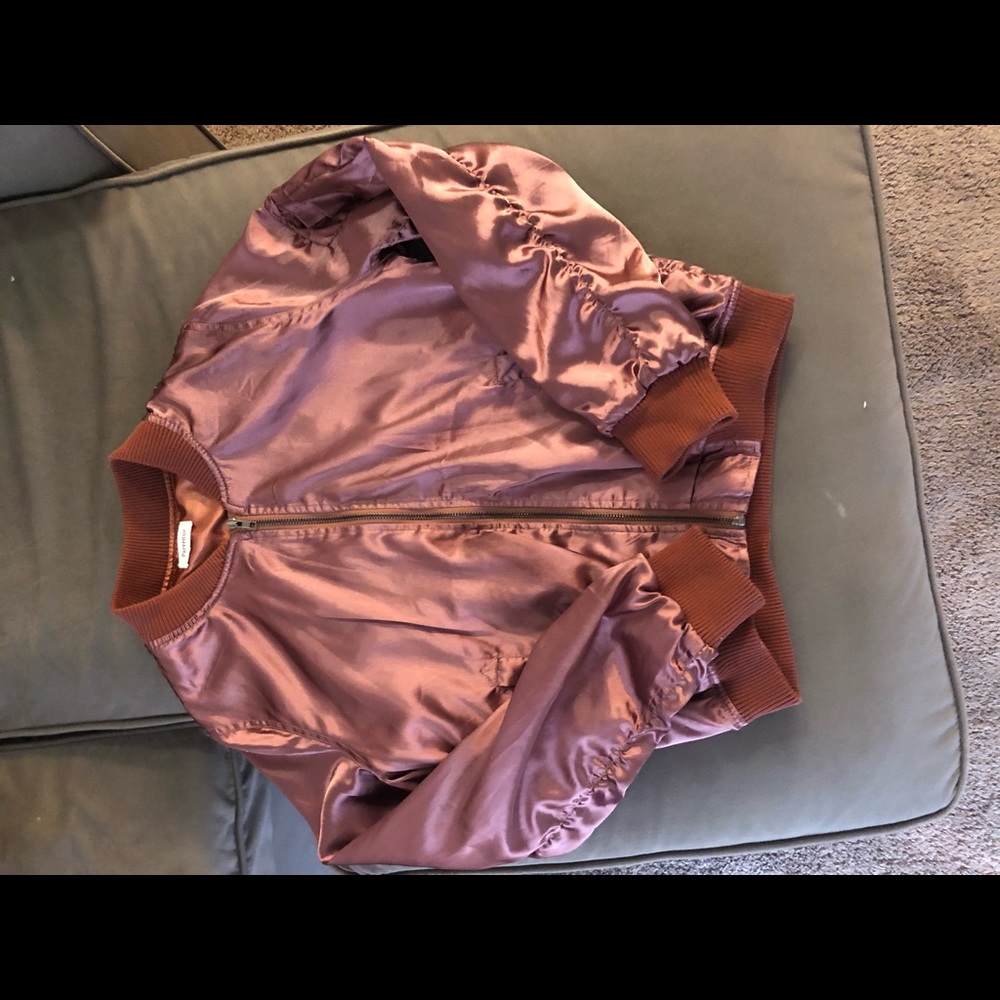 Rose gold bomber jacket